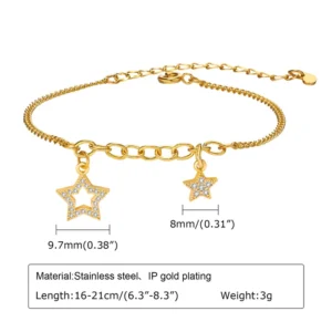 Pulsera de Figura con Zirconia en Cobre Chapado en Oro, Modelo BR-1459G