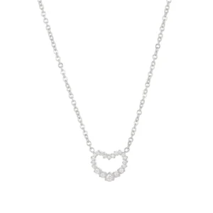 Collar de Corazón en Acero Inoxidable 304 con Recubrimiento PVD 18K, Tono Platino