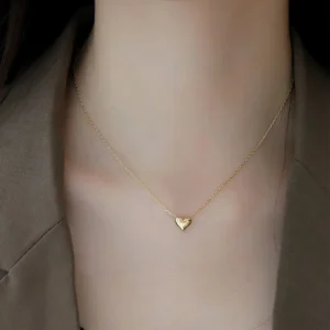 Collar de Corazón en Acero Inoxidable 304 con Chapado de Oro 18K