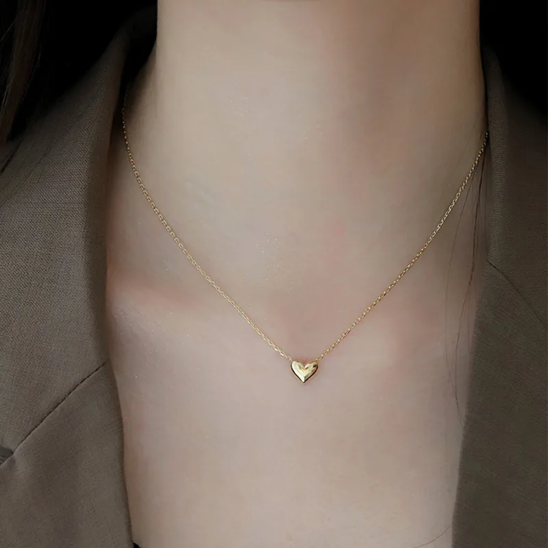Collar de Corazón en Acero Inoxidable 304 con Chapado de Oro 18K