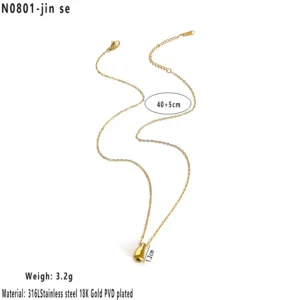 Collar de Gota en Acero Inoxidable 304 con Chapado de Oro 18K